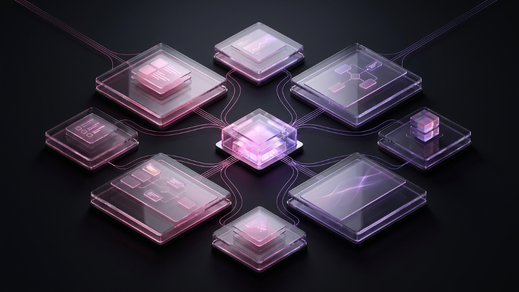Modular interface representing custom web applications