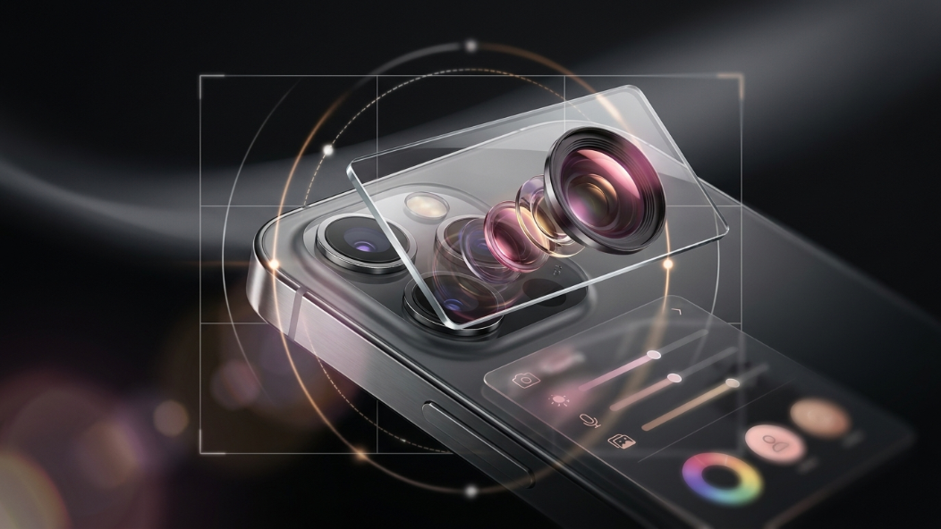 Editorial composition representing mobile photography